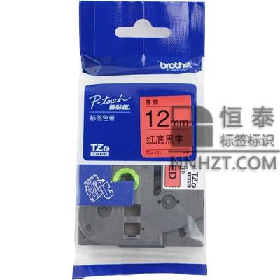 兄弟TZe-431紅底黑字12mm標簽色帶