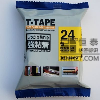 国产（chǎn）锦宫TC24YW黄（huáng）底黑字24mm标签色带