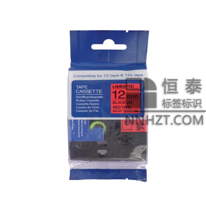 国（guó）产兄弟AZe-431红底黑（hēi）字12mm标签色带