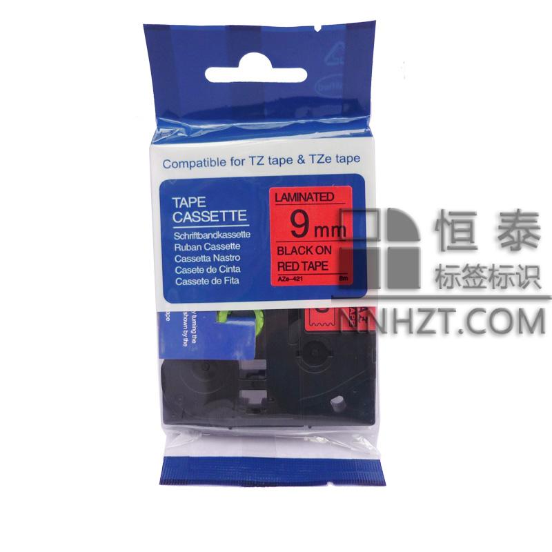 国产兄弟（dì）Aze-421红底黑字9mm标签（qiān）色带